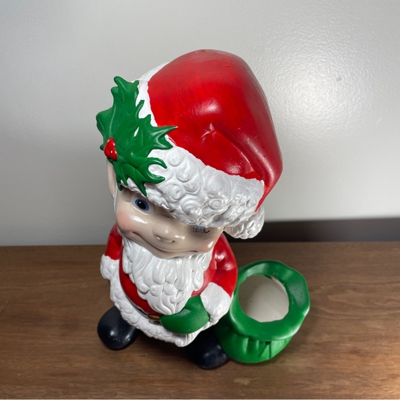 Vintage 70's Atlantic Mold Ceramic Santa Boy Big Eyes Santa Elf 11" - Picture 13 of 15